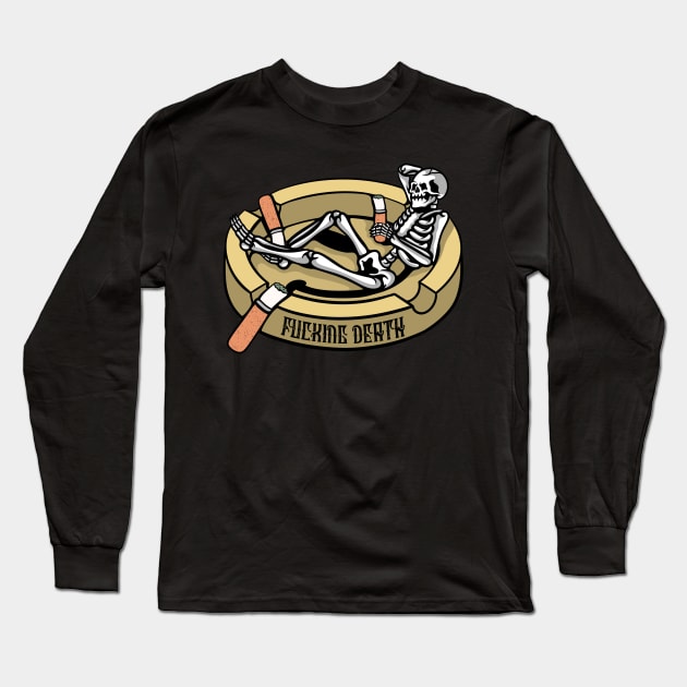Smoker Skull, Smoking Skull, Smoker Skeleton, Smoking Skeleton Long Sleeve T-Shirt by gggraphicdesignnn